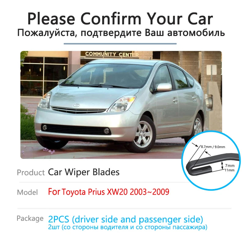 For Toyota Prius 20 XW20 2003 2004 2005 2006 2007 2008 2009 Car Front Wiper Blades Cleaning Windscreen Windshield Accessories Vue
