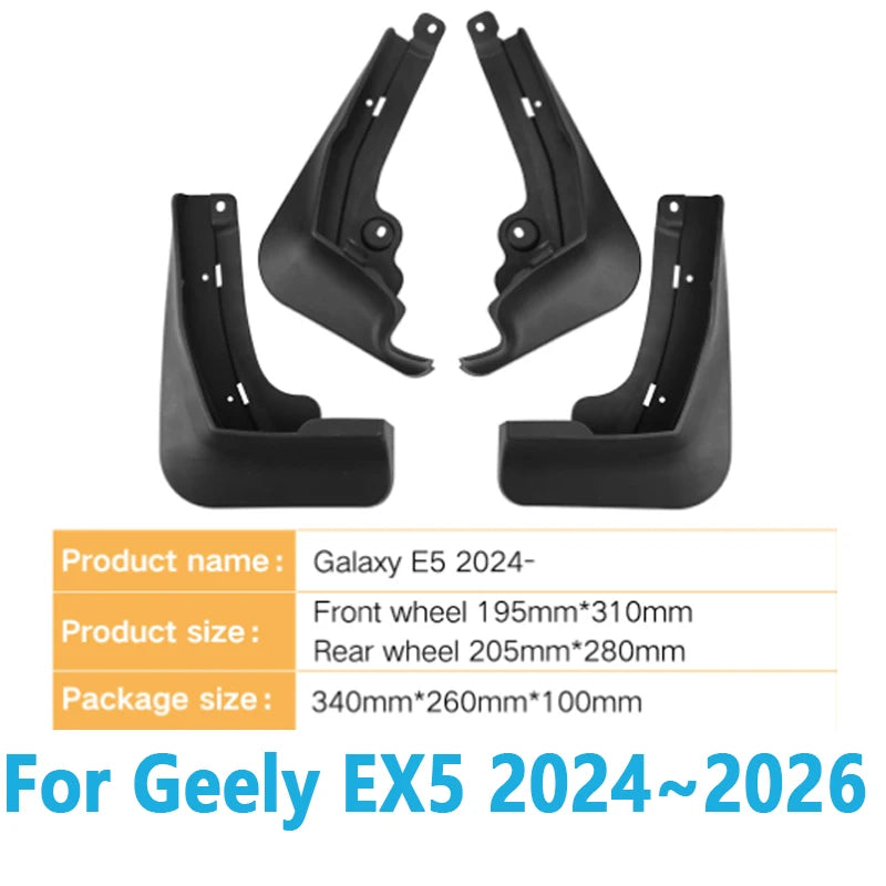 Car Mudguards For Geely EX5 Galaxy E5 2024 2025 2026 Anti-splash Mud Flap Guard Fender Wheel Front Rear Mudflap Accessories 4PCS Vue For Geely EX5
