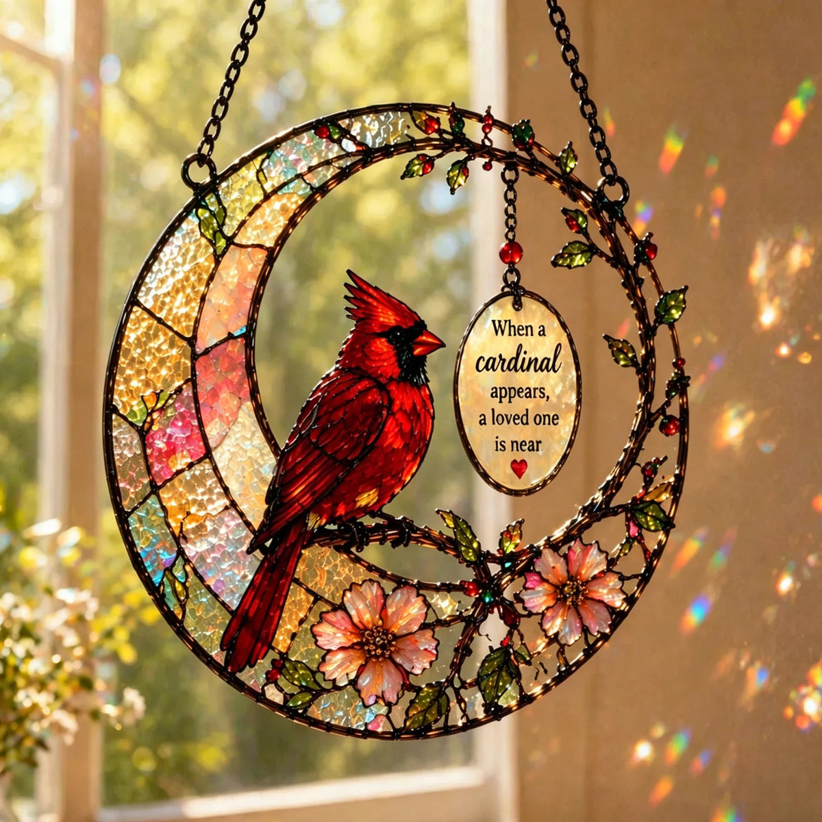 Red Bird Hanging Suncatchers Easy To Install Window Hanging Ornament for Home Garden Party Wedding Housewarming Gifts Vue