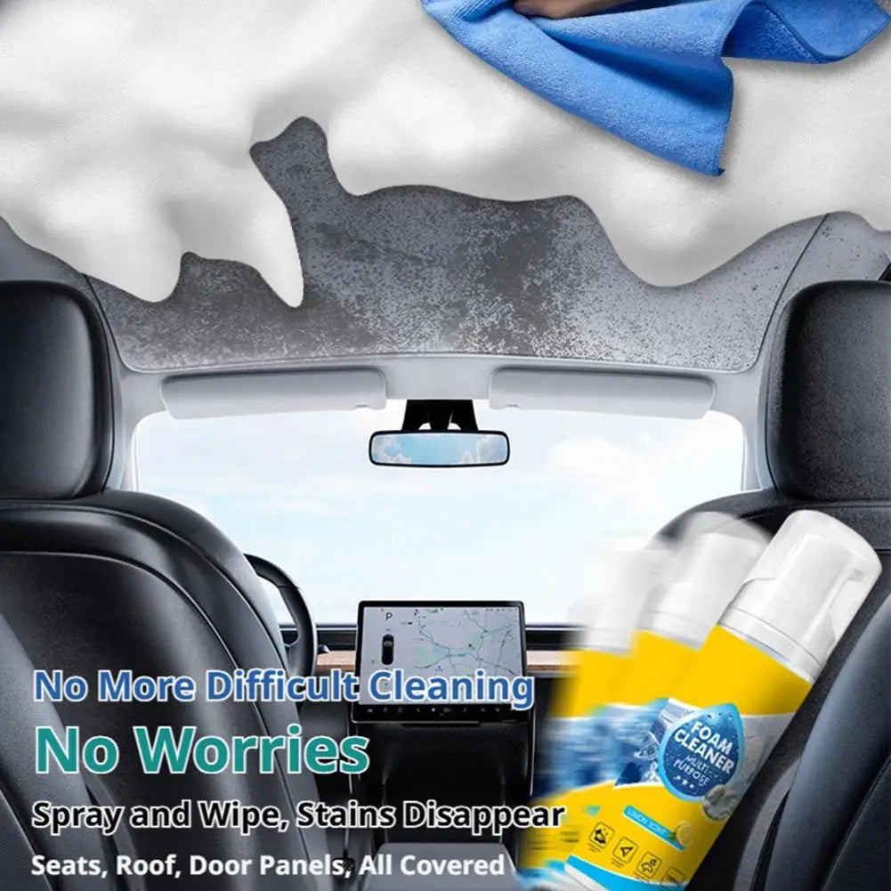 Lemon Scent Rinse-free Eliminate Odors Cleaner Strong Decontamination Interior Leather Seat Spray Multi-Purpose Car Foam Cleaner Vue