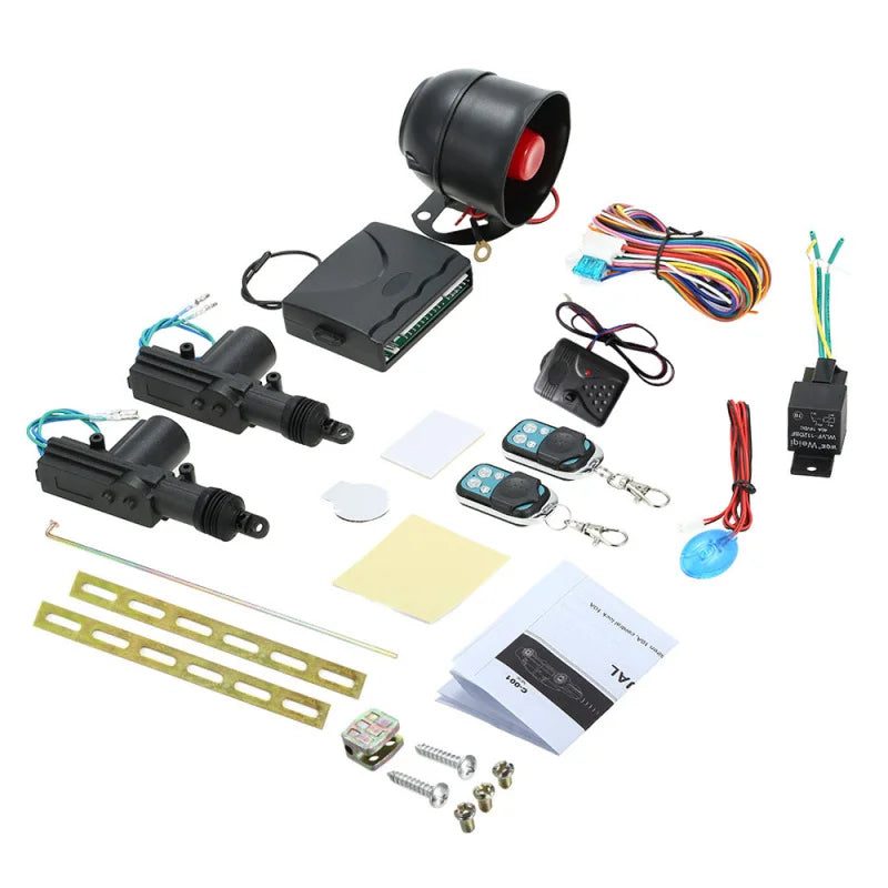 CAR ALARM + 2 DOOR REMOTE CENTRAL LOCKING KIT WITH SHOCK SENSOR IMMOBILISER remote central locking kit CAR ALARM for all types Vue