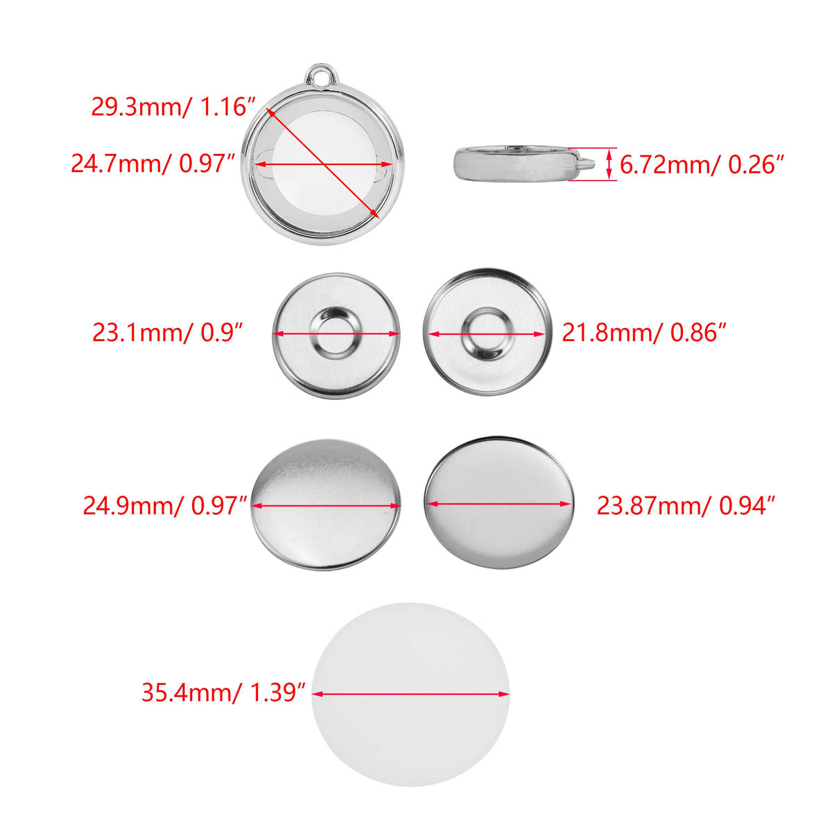 Double-sided Keychain Back Button Parts for Button Maker Machine 25mm 32mm 37mm Round Badge Making Supplies Includes Metal Cover Vue