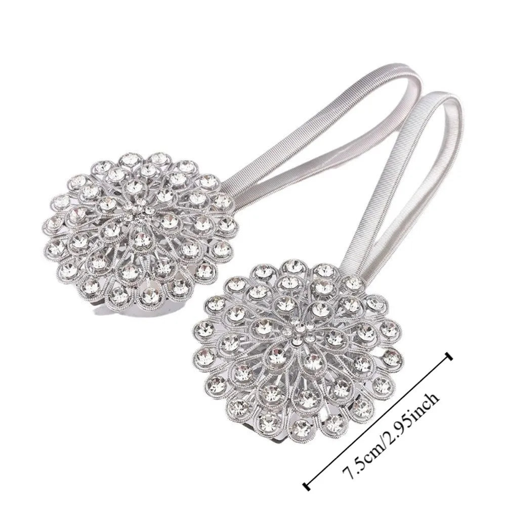 Flower Shape Magnetic Curtain Holdback Clips Magnet Fastening Sparkling Crystal Curtain Tieback Fasteners Attractive Design Vue
