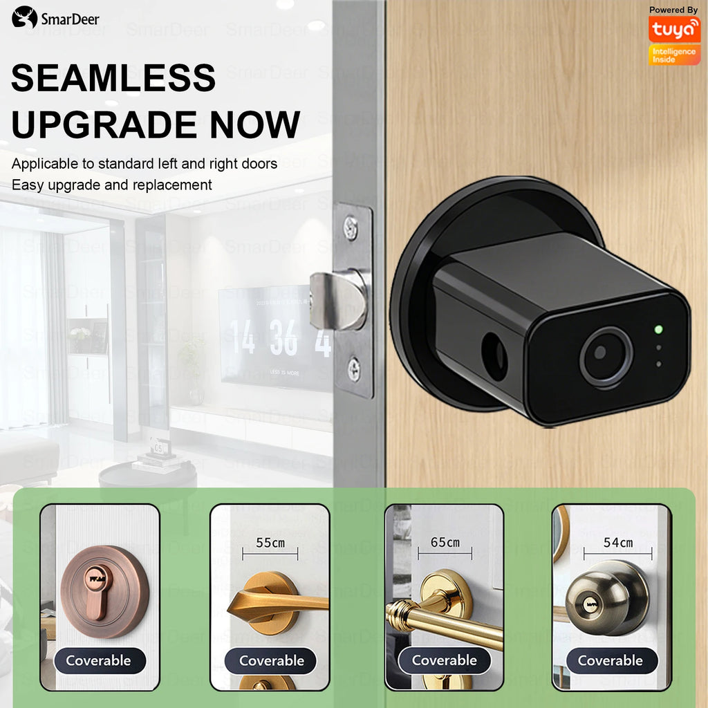 Smart Fingerprint Door Lock, Biometric Door Knob with Tuya APP Control, Physical Key, Keyless Entry Lock for Home, Office Vue