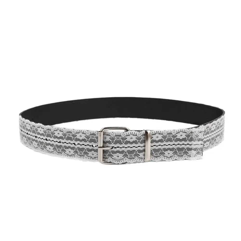 Beautiful Lace Waist Belt White Floral Leather Casual Strap Decor