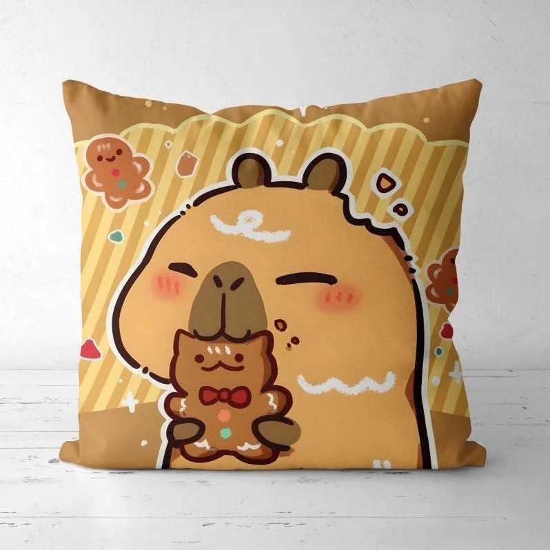 Cute Kapibara Capybara Cartoon Two-dimensional Pillowcase Children's Bedroom Sofa Cushion Cover Nap Pillow Cover Vue 4 45x45cm