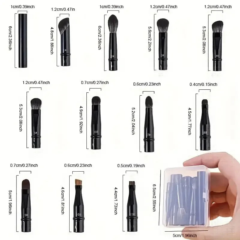 11/6Pcs Mini Travel Makeup Brushes Set with Box Double Ended Soft Hair Short Rod Replaceable Brush Detachable Face Cosmetic Tool Vue
