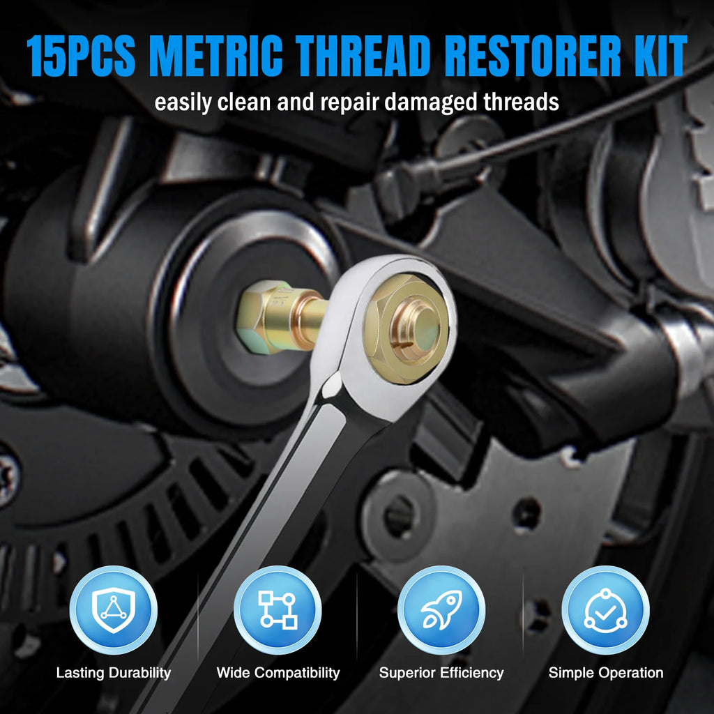 Nilight Thread Chaser Set SAE Metric Master Thread Repair Kit with Case 28 Taps 28 Dies 3 Files 2 Gauges Universal UNC UNF Sizes Automotive Tool for Mechanic Auto Shop Home Garage Repair Vue