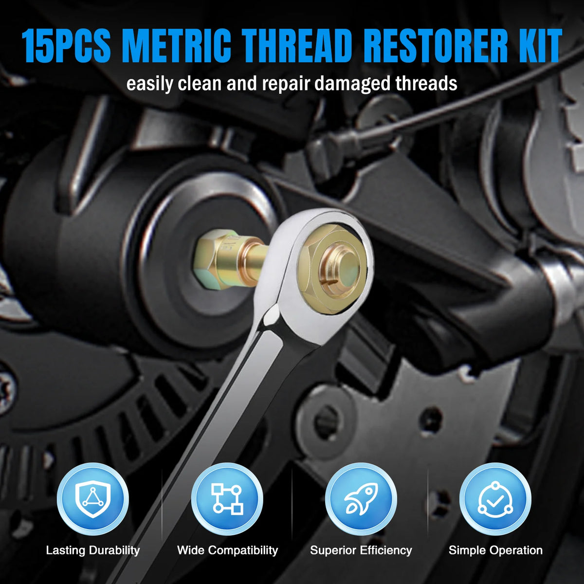 Nilight Thread Chaser Set SAE Metric Master Thread Repair Kit with Case 28 Taps 28 Dies 3 Files 2 Gauges Universal UNC UNF Sizes Automotive Tool for Mechanic Auto Shop Home Garage Repair Vue