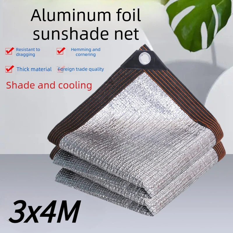 Thickened High Density Silver Aluminum Foil Shade Net with Reinforced for Greenhouse Balcony Car Outdoor Pergola Lawn Vue