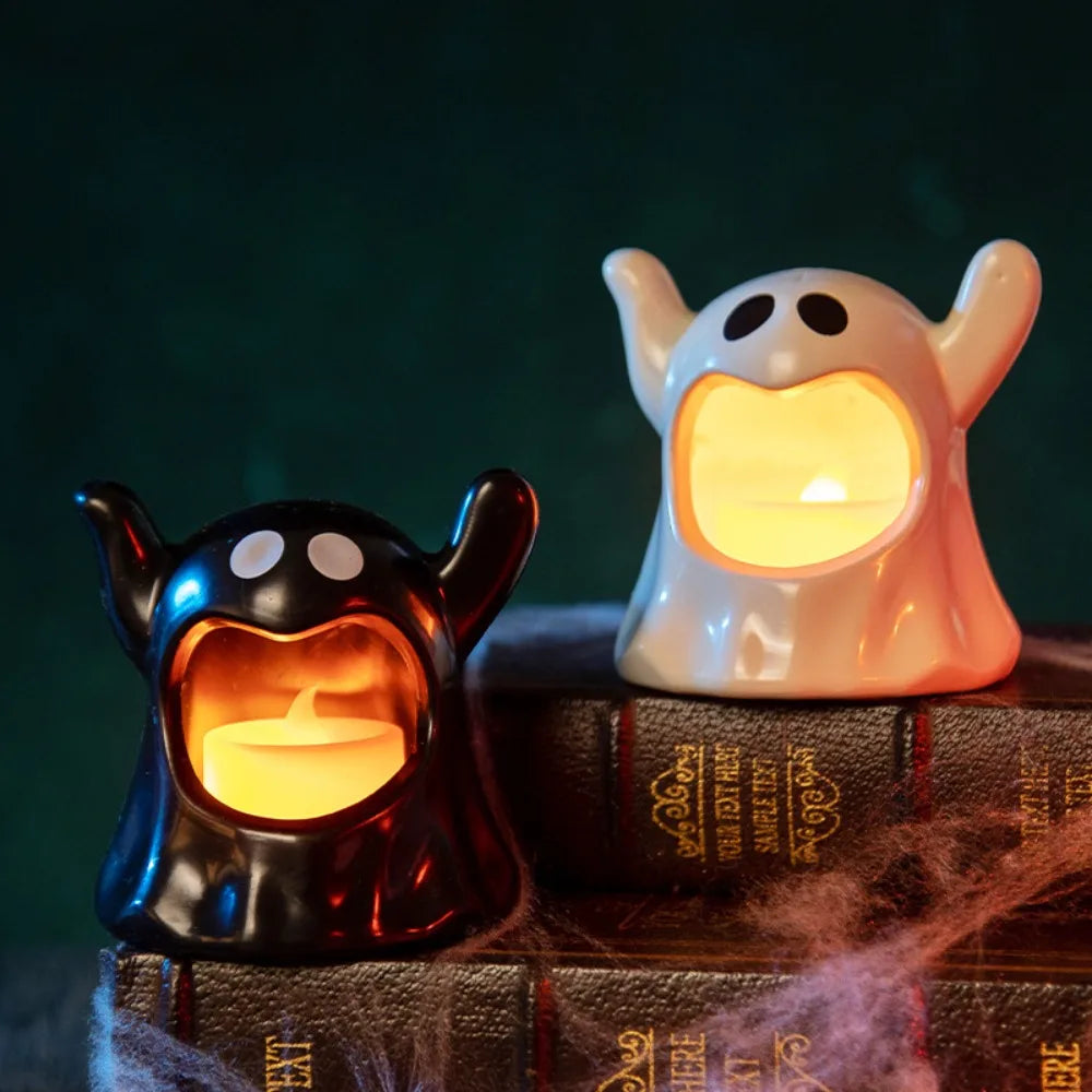 LED Light Halloween Decorations LED Candle Night Lights Portable Halloween Ghost Lamp Flameless Ornaments Halloween Ghost Candle Vue