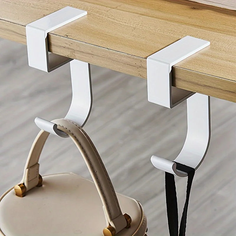 5-Shaped Bag Holder For Deskside, Table Side Hanger Bag Hook, Non-Sticky Removable Hook, Detachable And Mobile Hook Vue 2pcs white