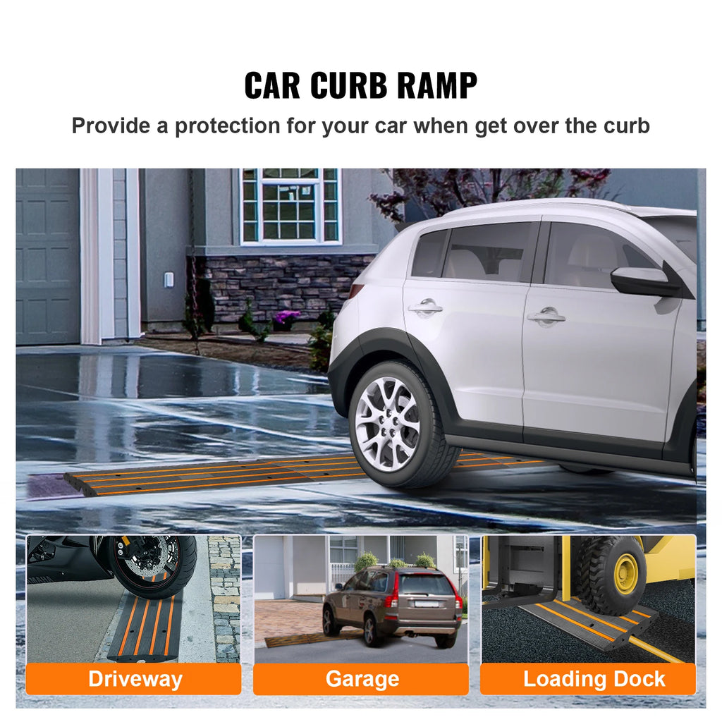 Heavy-Duty Rubber Curb Ramp with Cable Channel | 15-Ton Capacity Rubber Curb Ramp Vue