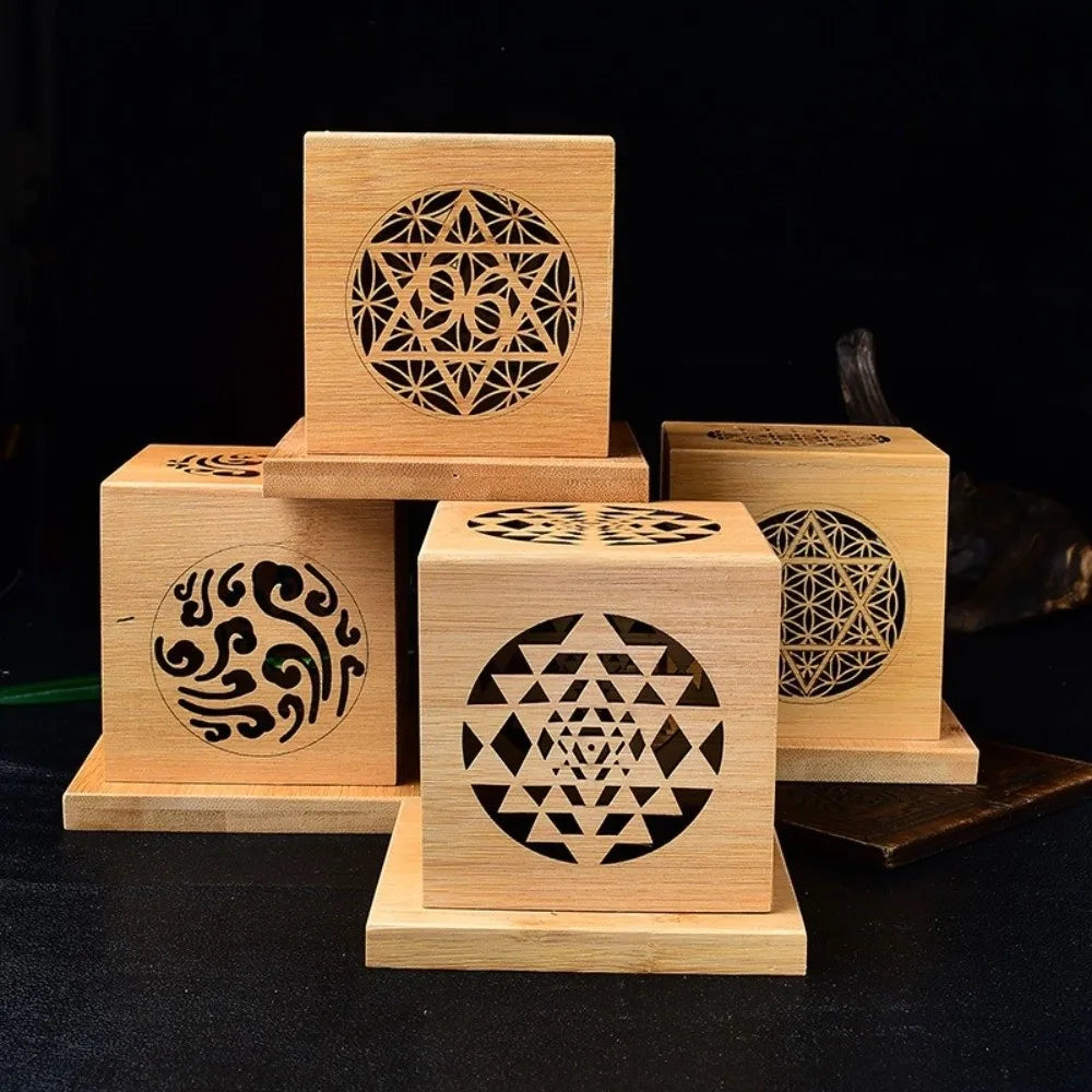 Incense Bracket Bamboo Incense Burner Anti-Scald with Cover Sage Incense Box Hollow Out Sandalwood Incense Base Plate Home Vue