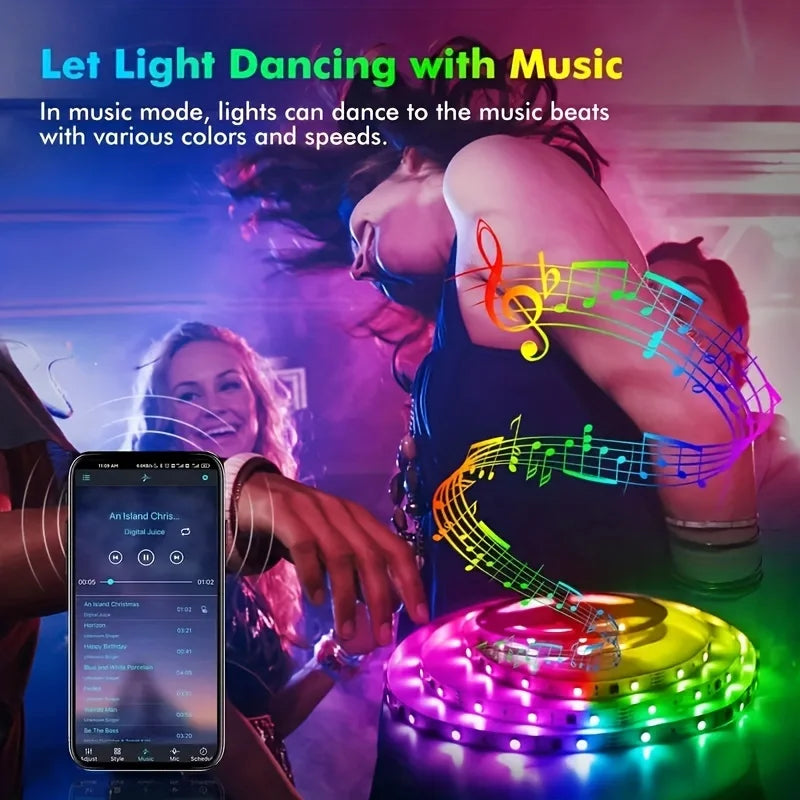 USB LED Strip Lights 20M RGB5050 Music Sync Remote Control Flexible Ribbon for Bedroom Party TV Backlight Game Car Room Lighting Vue