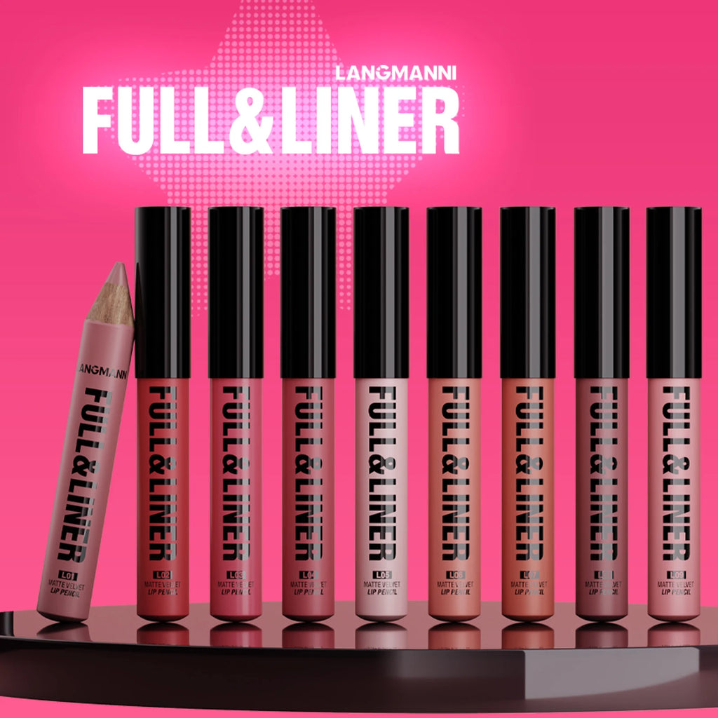 12 Colors Wooden Matte Lip Liner Pencil Nude Brown Matte Long-lasting Waterproof Lip Contour Makeup Vue