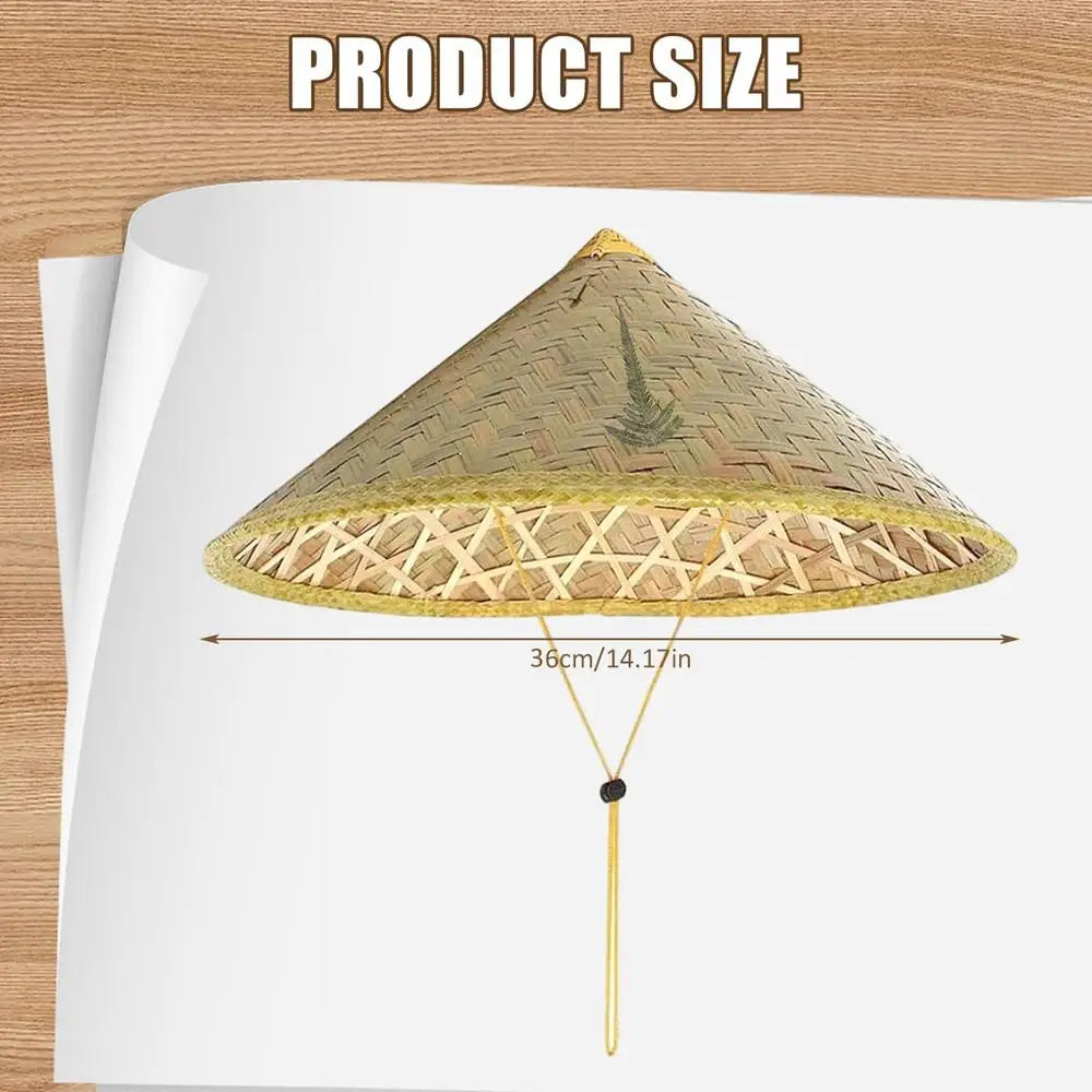 Handmade Rattan Straw Hat with Adjustable Chin Strap - Elegant & Versatile for Fishing, Gardening, Camping, Hiking & Outdoor Vue Yellow