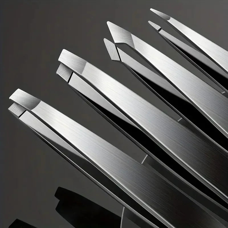 Stainless Steel 4-Pack Precision Tweezers Set - Unscented Body Hair Removal for Men & Women - Professional Facial Hair & Ingrown Vue