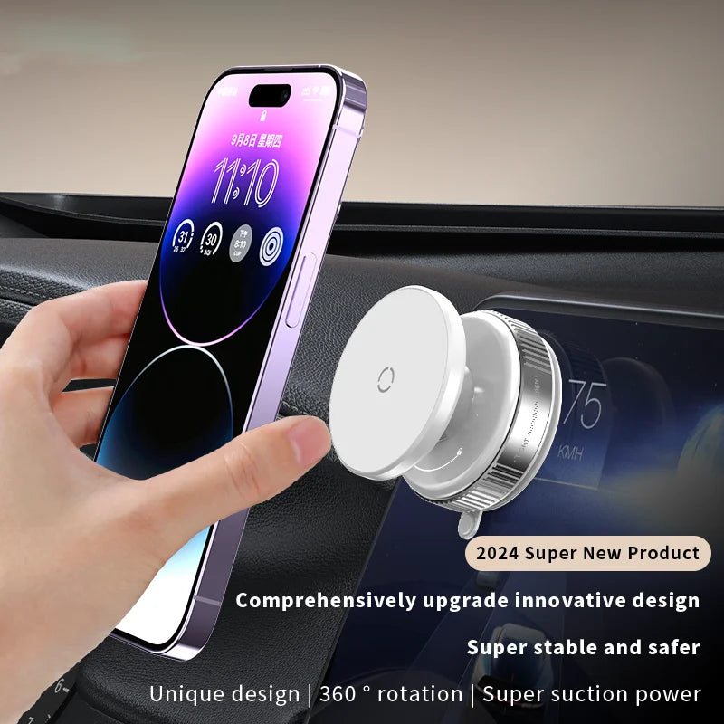 K009 Car Phone Holder Mechanical Vacuum Suction Cup Strong Magnetic Adsorption Bracket For Gym Kitchen Car Navigation Stand Vue