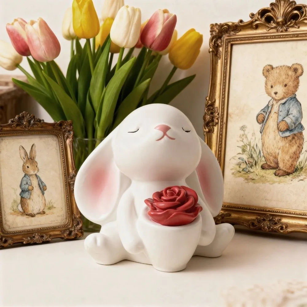 Cartoon Easter Bunny Silicone Mold Non-Stick Handmade 3D Rabbit Mold Flexible Heat Resistant Resin Casting Molds Vue