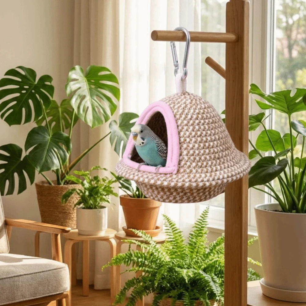 Warm Sleep Bird Cage Nest Handmade Weave Windproof Bird Hanging Bed Thickened Bite Resistant Pet Habitat Pet Parrot Vue