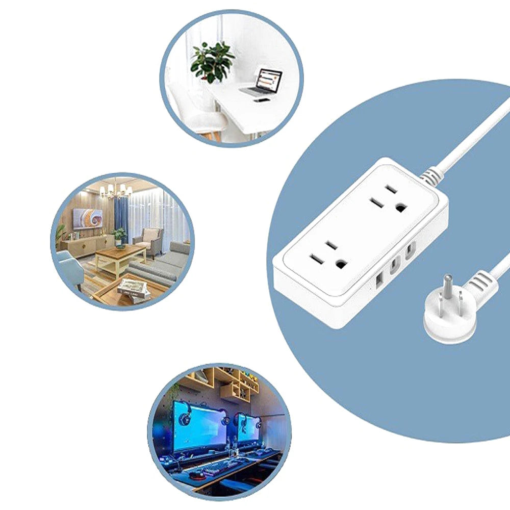 5 In 1 US Power Strip Socket with 3 USB/2 AC Outlets 1.2M Extension Cord Cable Surge Protection Socket for Home Appliance Vue