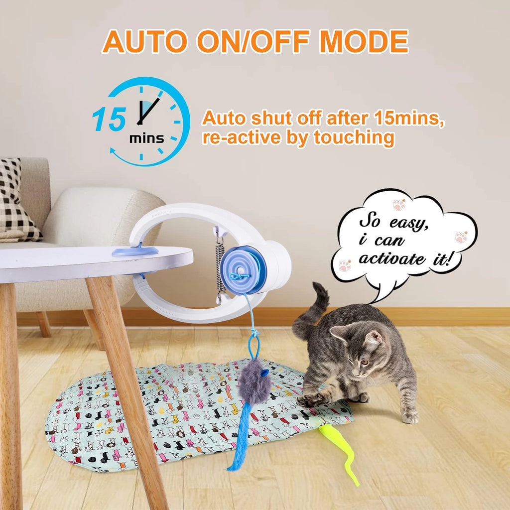 Door Hanging Automatic Retractable Kitten Toys with 3 Catnip Mice Independent Play Hanging Door Cat Toys for Indoor Cats Vue
