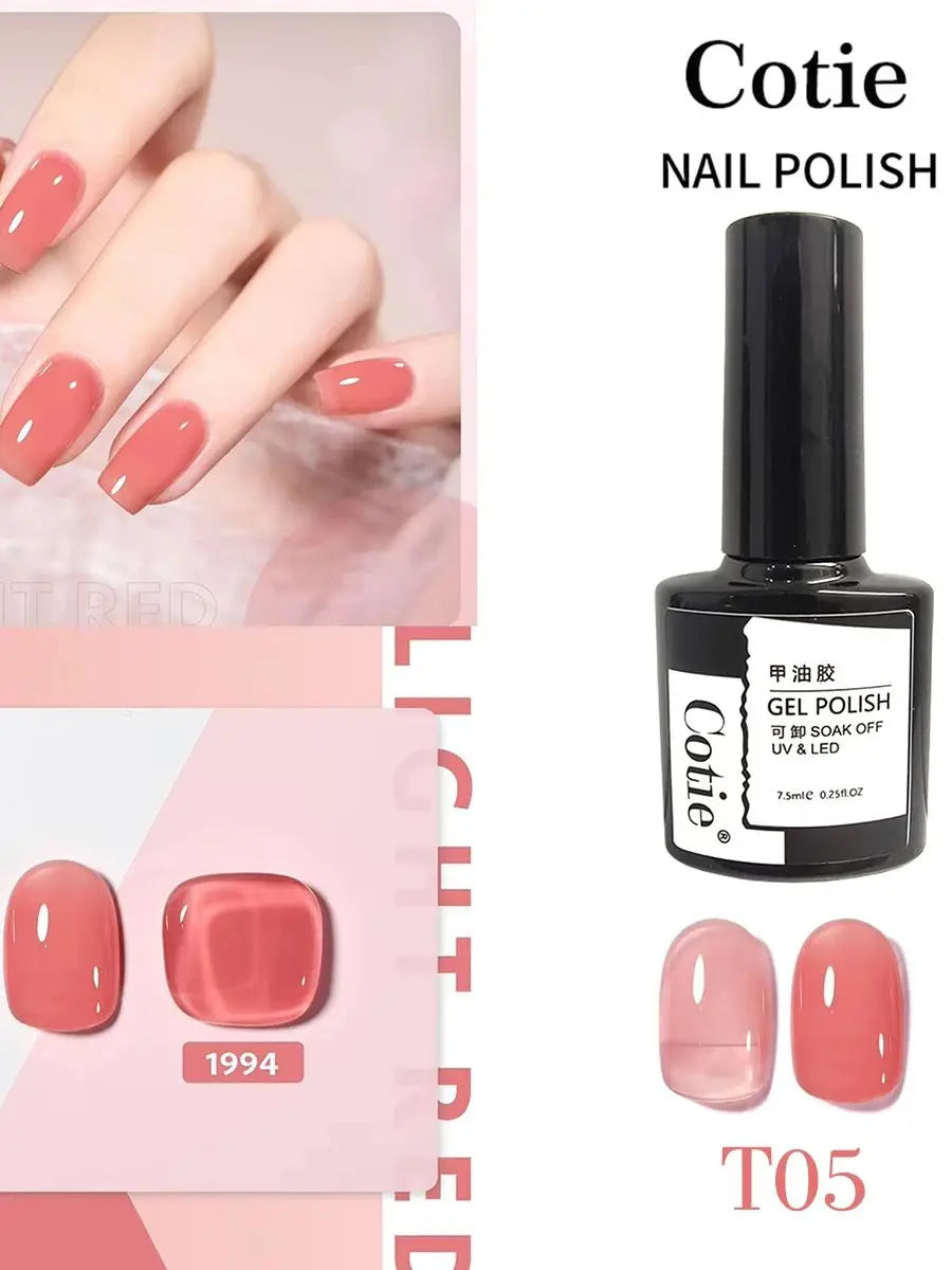 1pc Nude jelly nail polish soak off UV&LED transparent nail art creation girls women professional nail salons 6 colors 7.5ml Vue