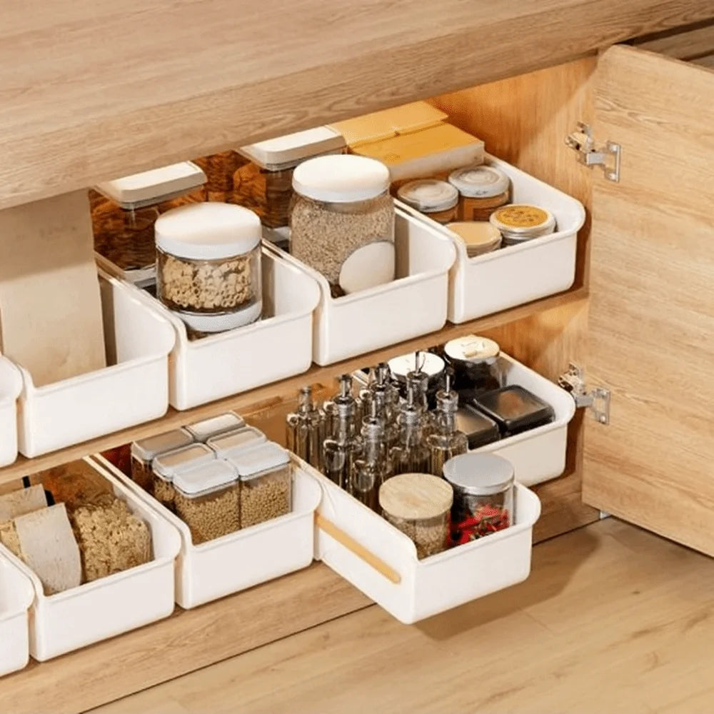Plastic Retractable Drawer Organizer Right Angle Length Adjustable Extendable Storage Box Space Saving Large Capacity Vue