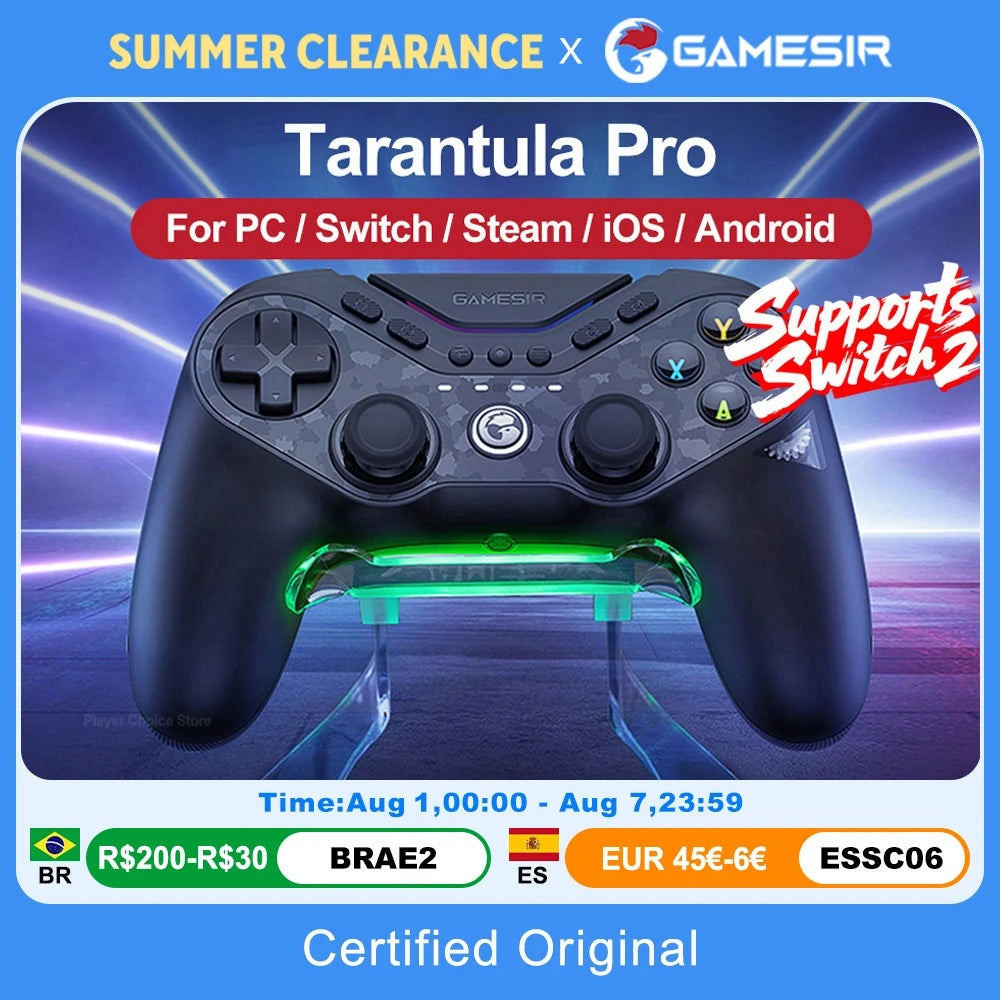 GameSir Tarantula Pro Gamepad PC for Nintendo Switch 2 Switch Android iOS Controle TMR Hall Joysticks NFC 6 axis Gyro Controller Vue