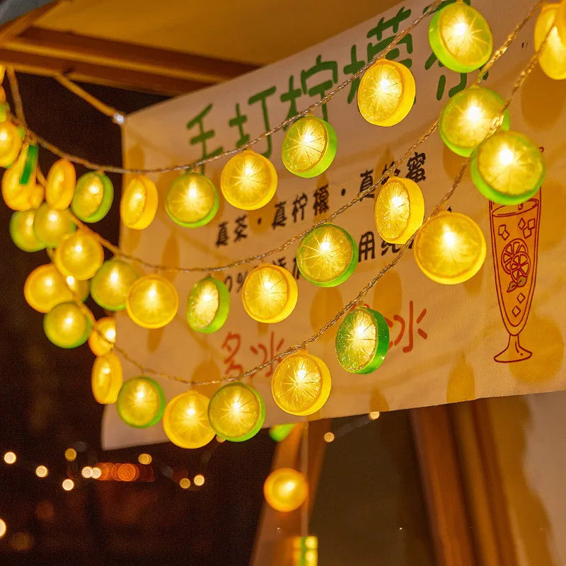 Party 10M 80LED Rome Decoration Lemon String Lights Indoor Party Atmosphere Christmas Battery USB Fairy Lights Curtains 559 Vue
