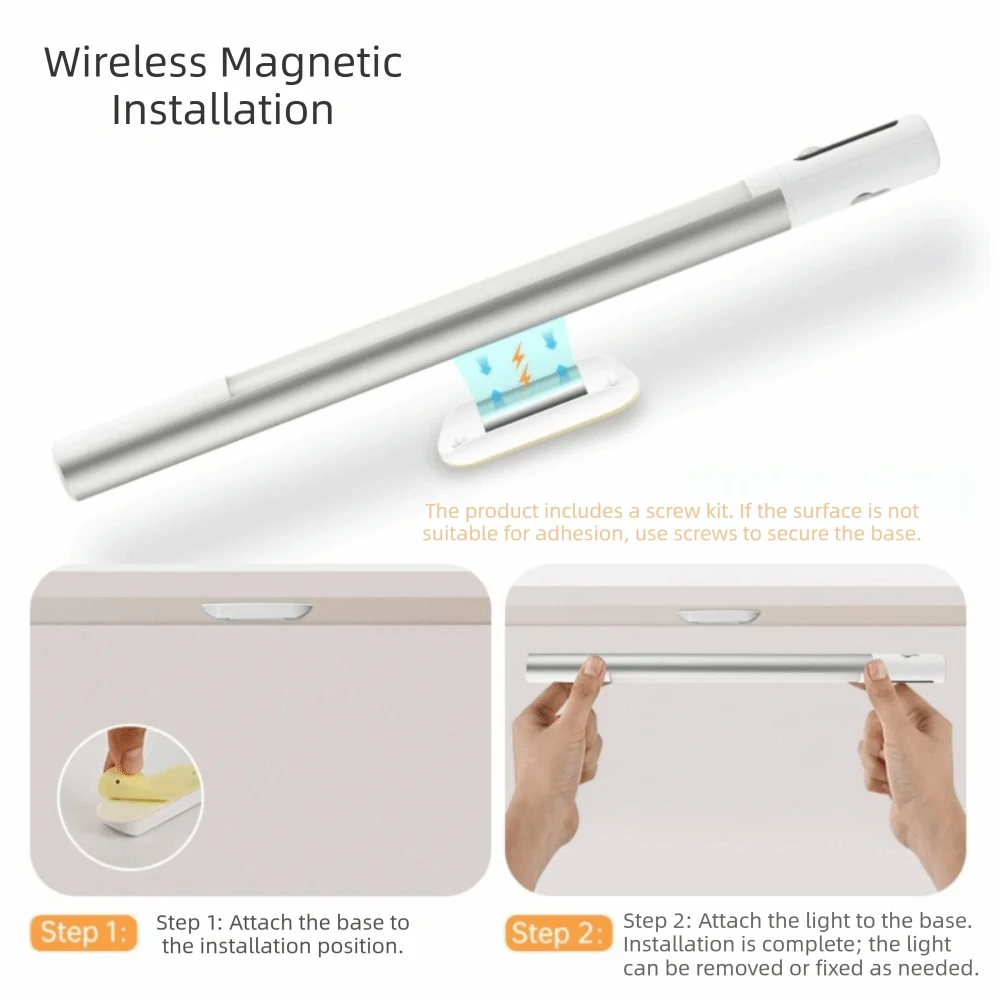 Type C Rechargeable Motion Sensor Light Magnetic USB Rechargeable Desk Lamp Motion Sensor LED Display Under Cabinet Lights Vue