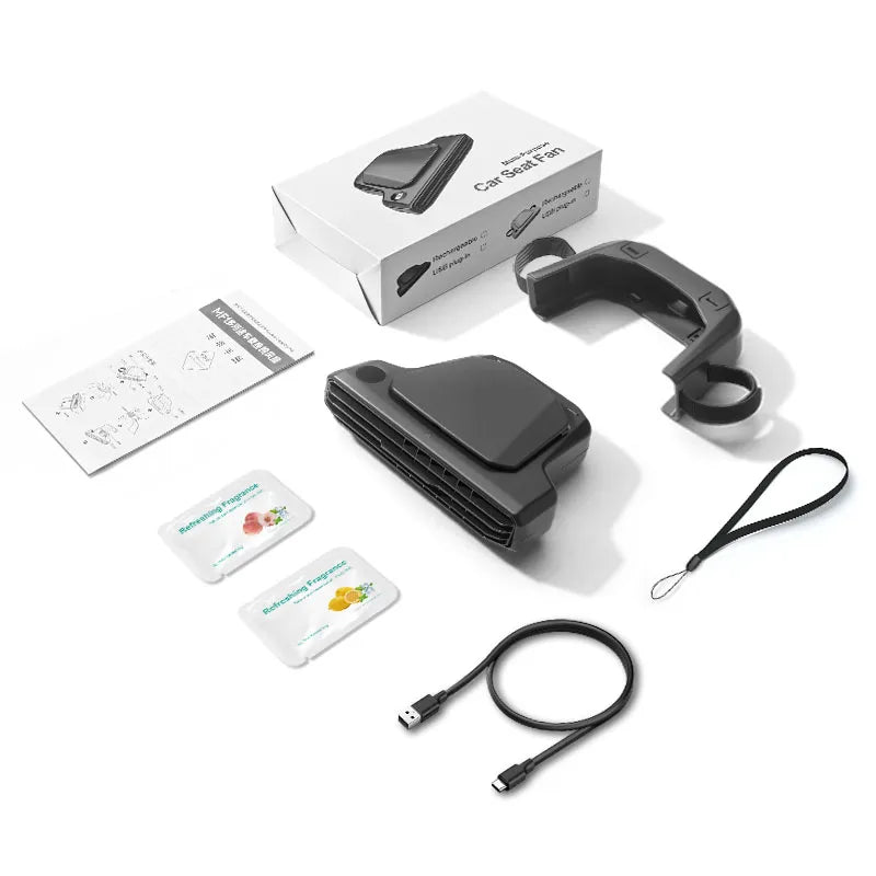 HOMEFISH 2026 Car Seat Fan MF1 Wind Speed Cooling USB Powered