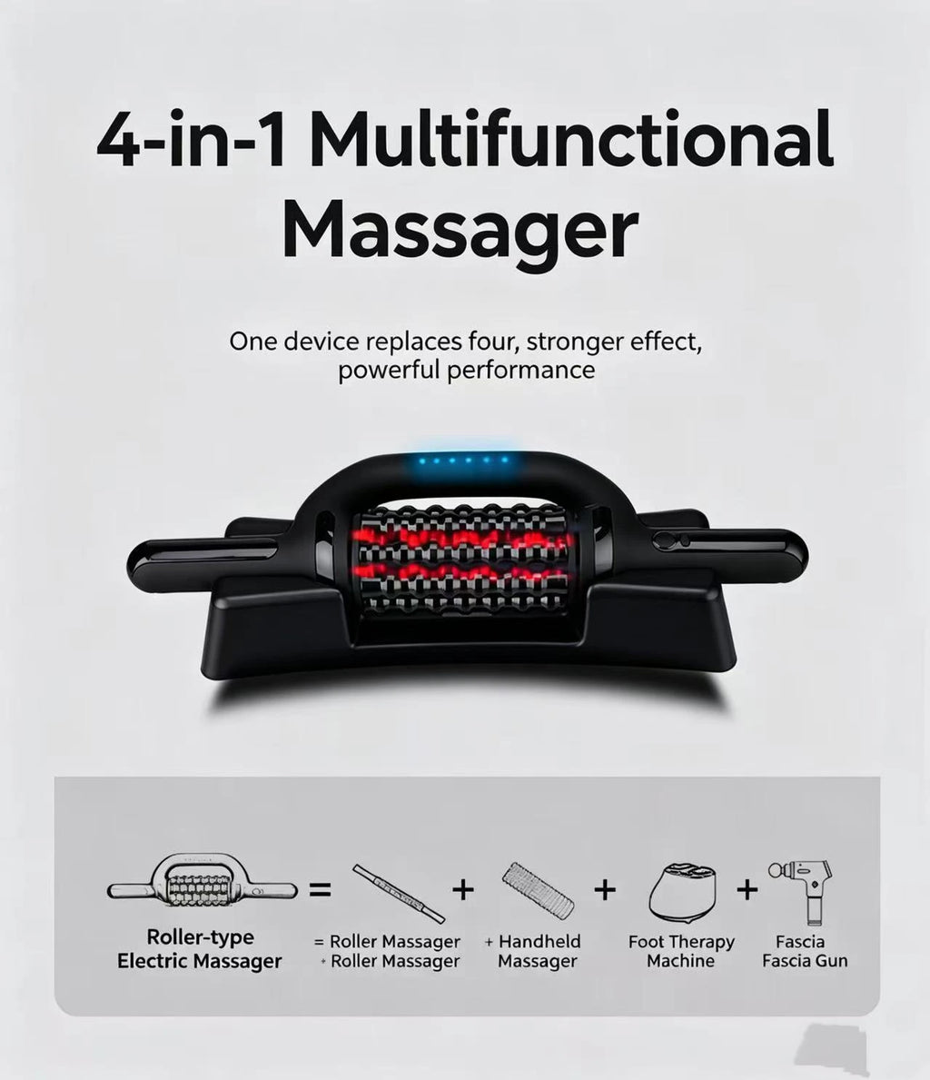 Electric Roller Massage Impactor Deep Tissue Red Light Heat Rechargeable Muscle Relaxer Vue