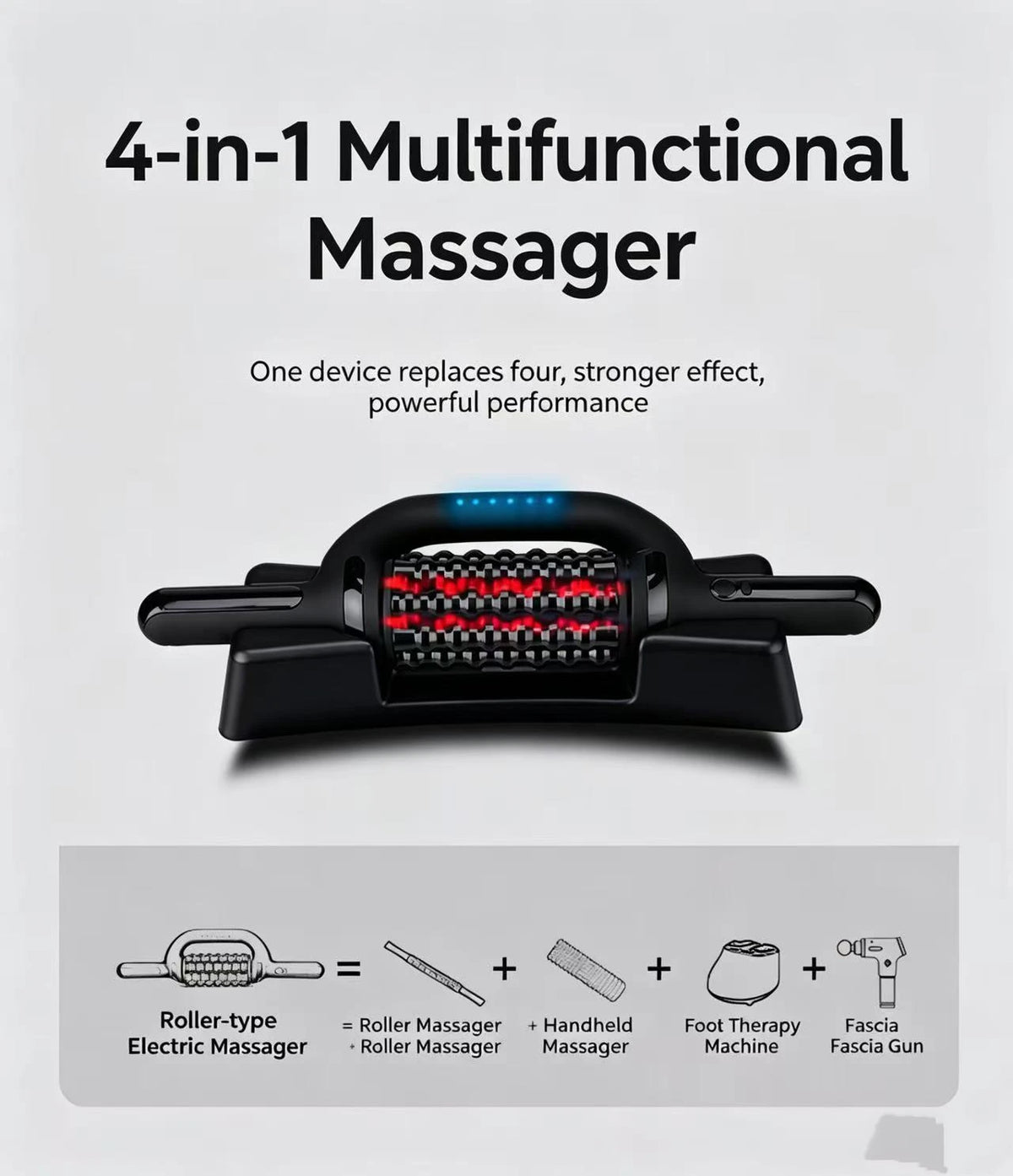 Electric Roller Massage Impactor Deep Tissue Red Light Heat Rechargeable Muscle Relaxer Vue