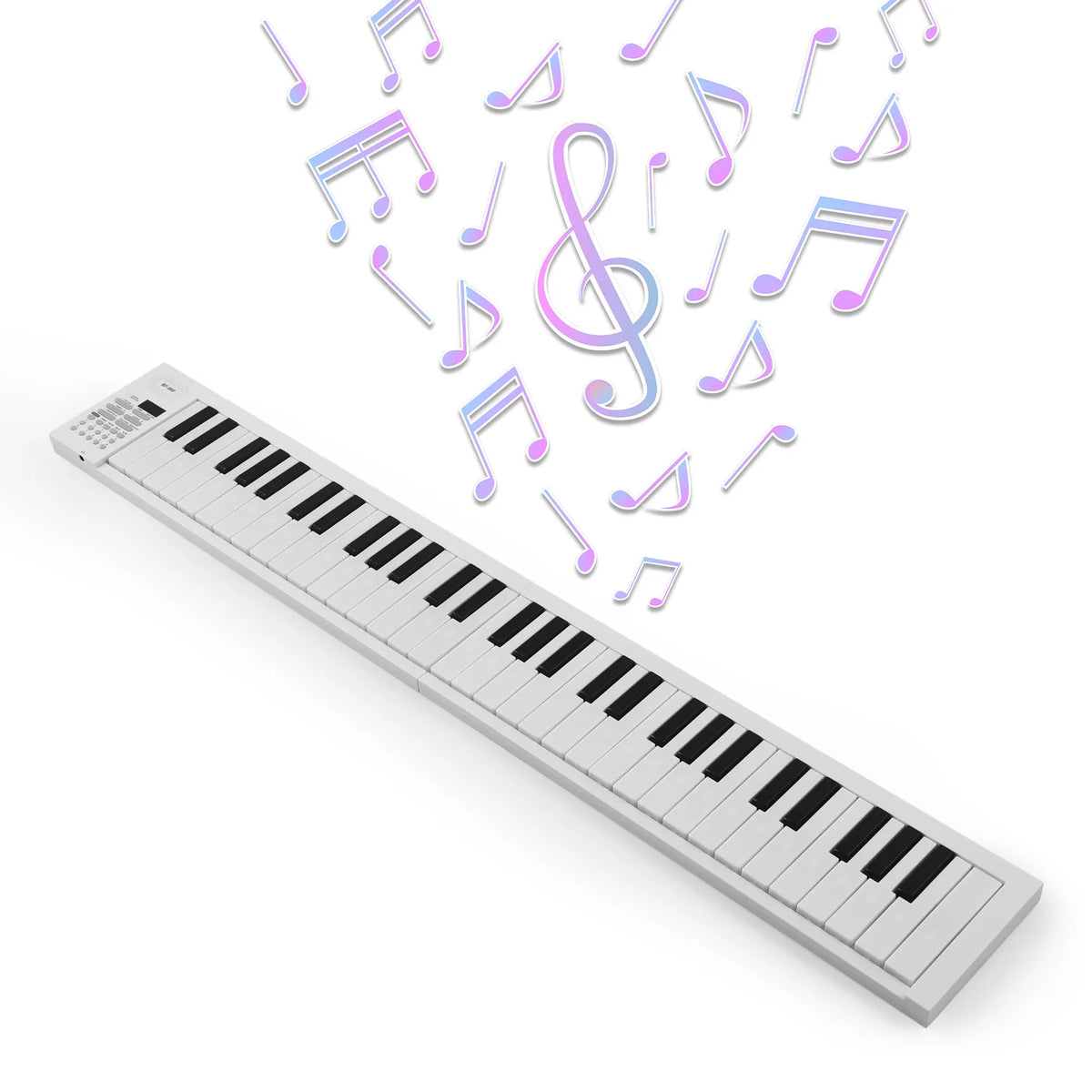 61-Key Foldable Electronic Piano Multifunctional Electronic Piano Keyboard with LED Display Built-in Rechargeable Battery Vue