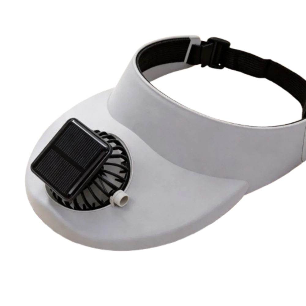 Breathable Summer Fan Sunhat Sun Protection Strong Wind Solar Fan Cap Summer Activity Wide Brim Fisherman Hat Usb/Solar Powered Vue Grey