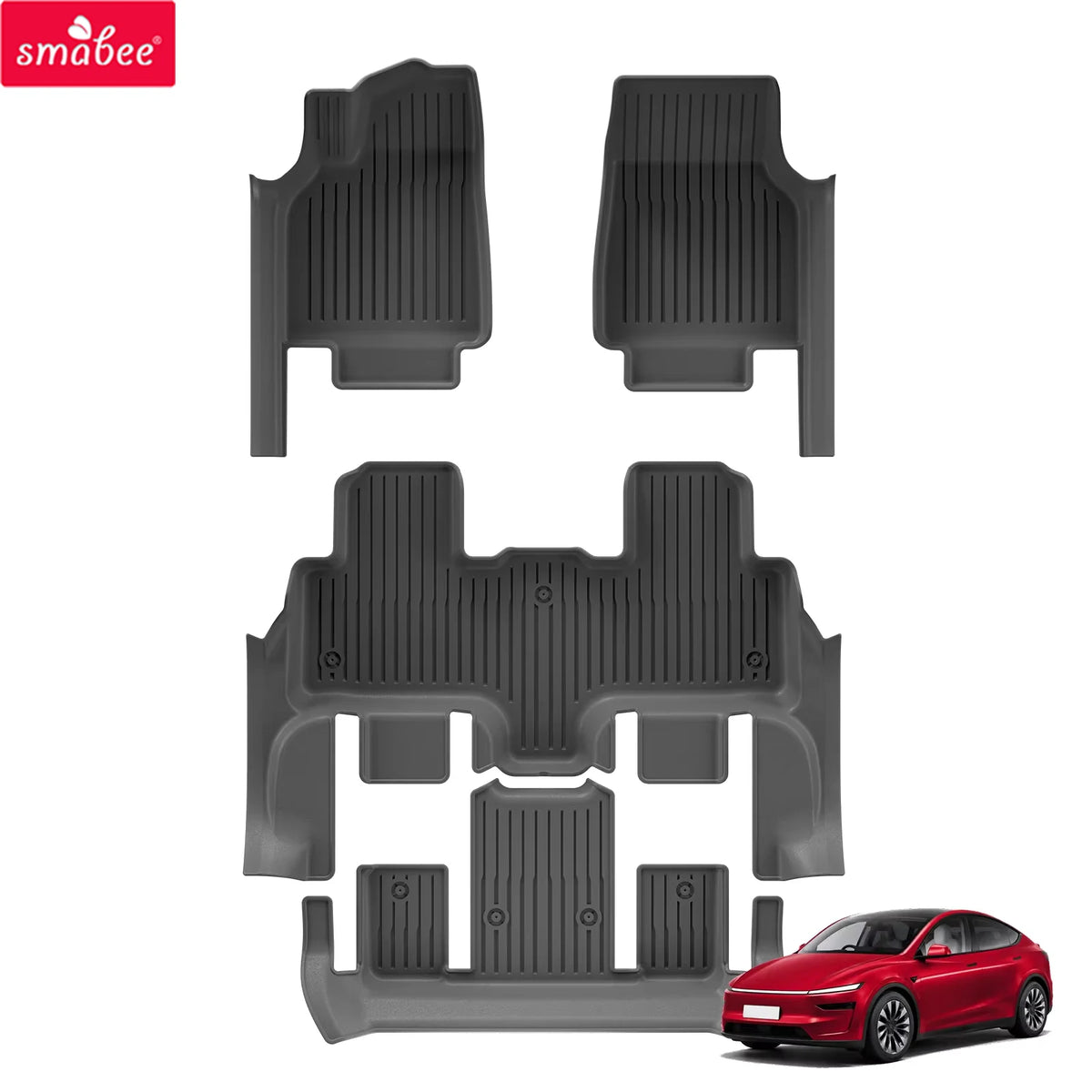 Smabee Left Hand Drive for Tesla Model YL 2025 2026 Car Floor Mats TPE With Door Sill Protective Cover All Weather Accessories Vue