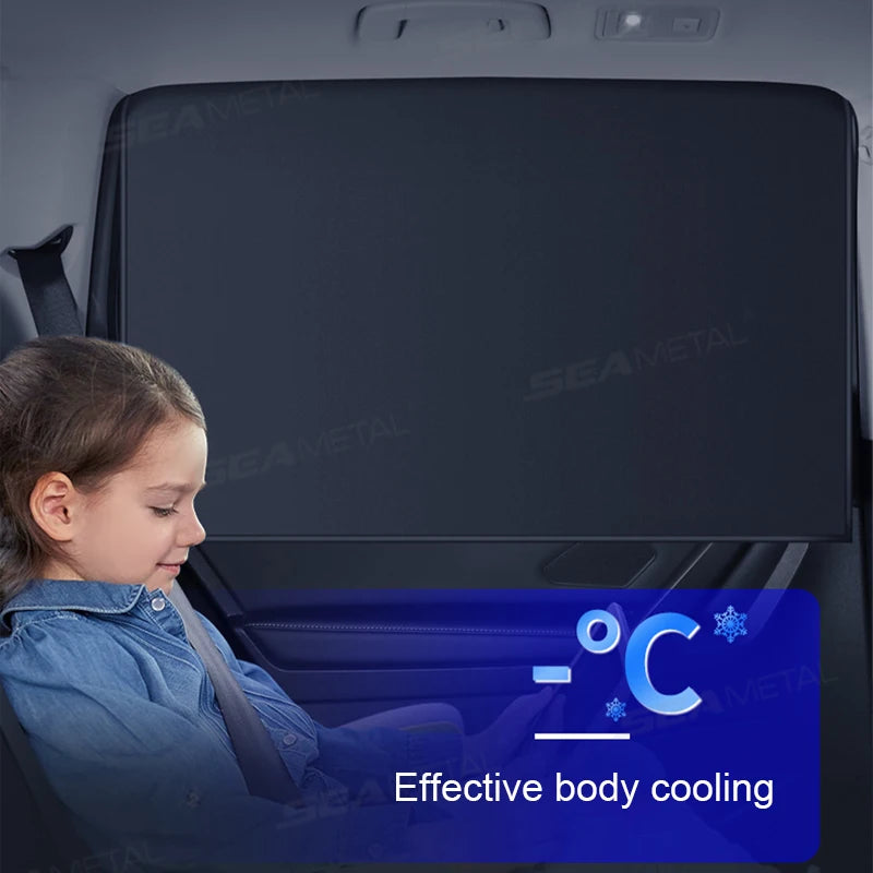 SEAMETAL 2Pcs Magnetic Car Side Window Sun Shade Curtains Front/Rear Window Sun Protection Cover UV Blocking Car Privacy Curtain Vue