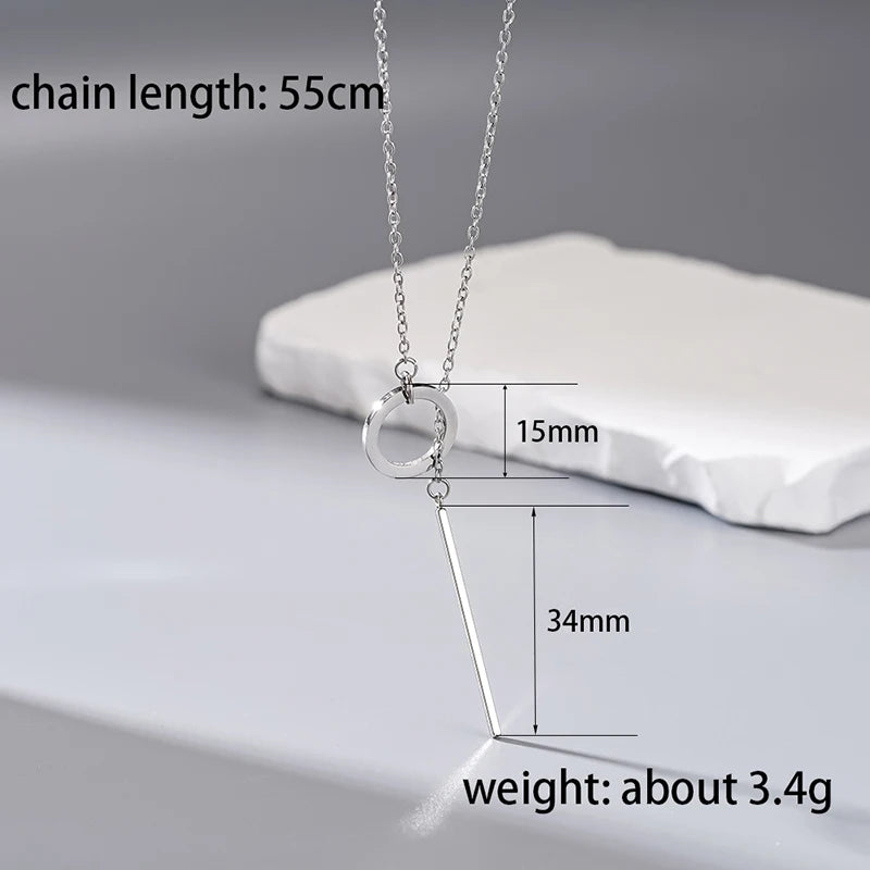 Huitan Irregular Geometric Pendant Necklace | Stainless Steel Pendant Necklace Vue