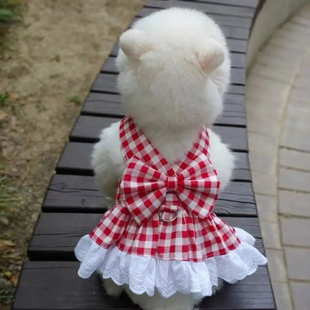 Comfortable Soft Pet Summer Clothes Breathable Thin Design Cat Plaid Skirt Fashion Dog Princess Skirt Small Animal Vue