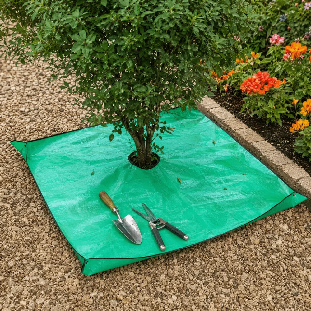 1m 3.28ft Trimming Shrubs Leaves Catcher Waterproof Square Fallen Leaves Collection Reusable Green Shrub Base Mulch Mat Vue