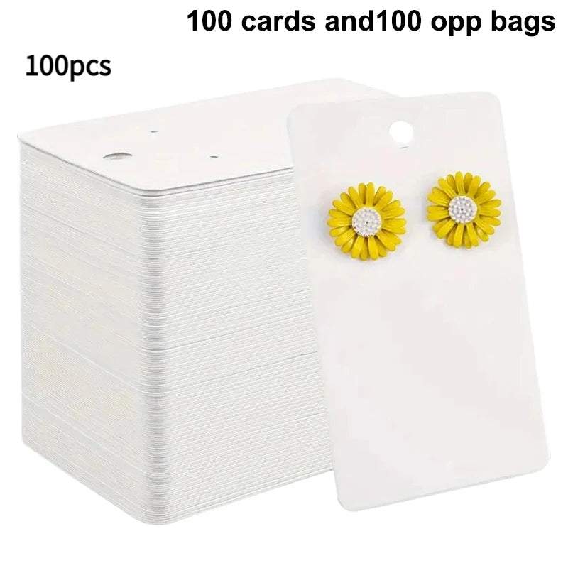 50/100 Pieces Jewelry Display Labels, Paper Earring Display Cards - DIY Nail And Hoop Earring Holders, Packaging Supplies Vue D