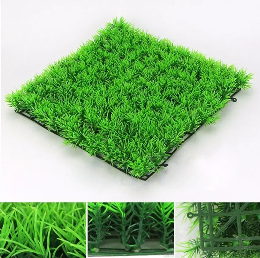 2pcs rtificial Grass Lawn Aquarium Fish Tank Decoration Synthetic Turf Rug Terrarium Landscape Fake Grass Patch Plant acuario Vue