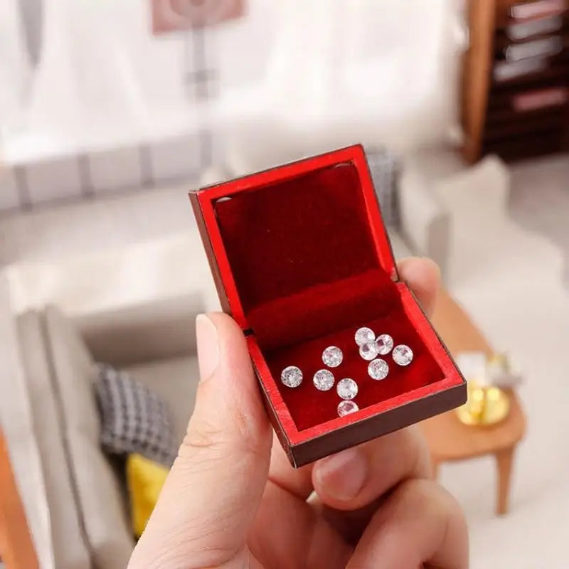 1 Set 1:12 Dollhouse Miniature Vintage Wooden Jewelry Case Mini Jewelry Box Model Decor Accessories Vue