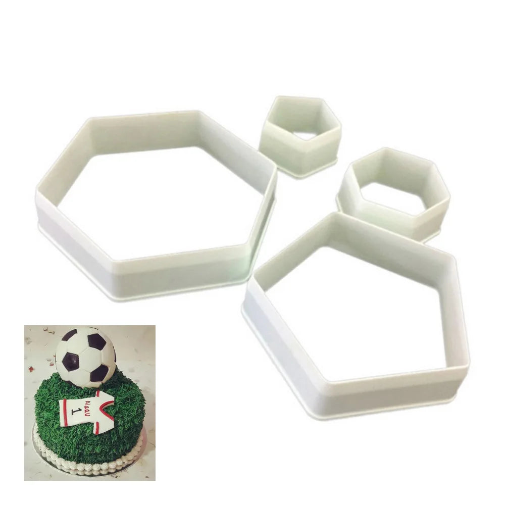 Hexagon Football Plastic Cookie Cutter Sugar Fondant Cake Soccer Pattern Cake Cookie Molds Cutters Decoration Mold Kitchen Tool Vue