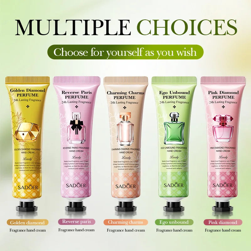 5Pcs Perfume Fragrance Hand Cream Set Moisturizing Non-Stick Hand Cream Nourishing Moisturizing Anti-Wrinkle Hand Skin Care Vue
