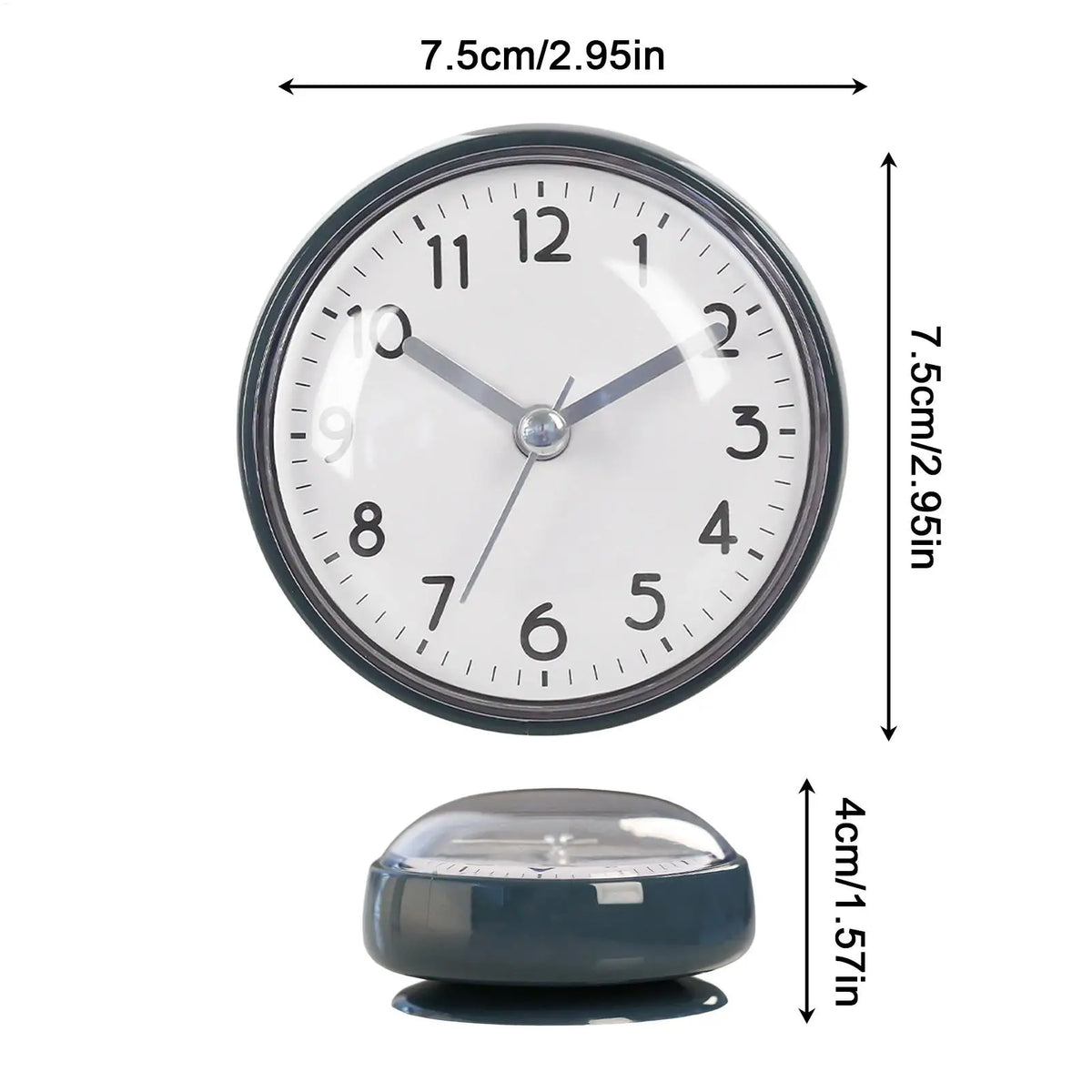 Bathroom Clock Waterproof Suction Cup Battery Operated Alarm 3 Inches Battery Operated Small Bathroom Clocks for Home Vue