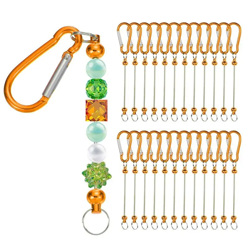 ABKW-Beadable Keychain Bars, 24 Pcs Metal Beaded Keychain Blanks Bulk Making Supplies Kit With Snap Hook Vue