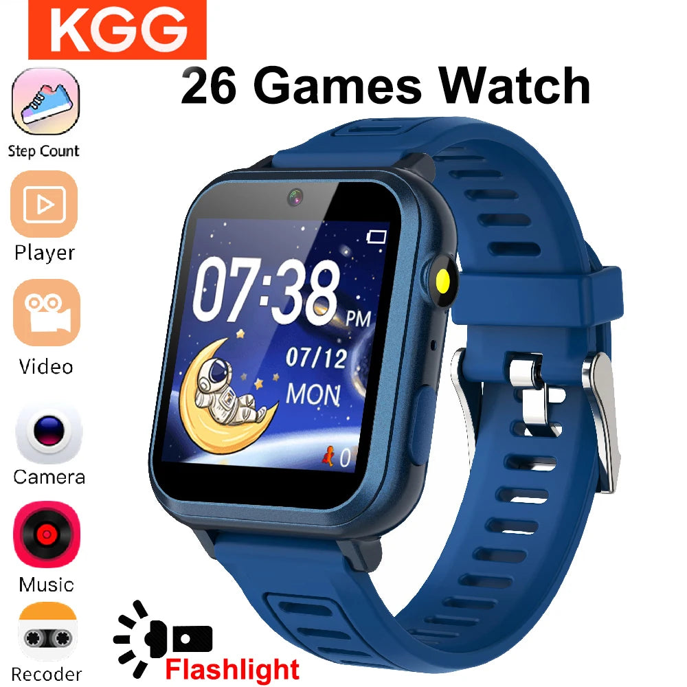 Children's Wristwatch 24 Games Kids Smart Watch Music Play Pedometer Tracker Time Display Video Audio Record Torch Smartwatch Vue